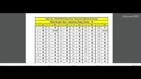 GSSSB Supervisor Instructor (Electrical Group & Mechanical Group) Final Answer Key 2019