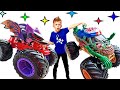 Kostia and  ZOMBIE MONSTER TRUK &amp; BAT /  Kids fuuy short video Play in the Mud