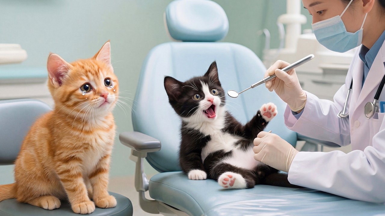 💔🚑 Kitten's first dental check-up — A brave little heart that touches everyone's hearts 🐱❤️