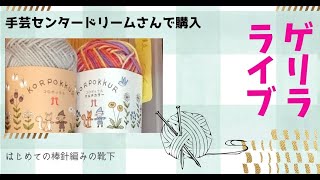 靴下を編みながら【手芸センタードリームさんで購入したコロポックル】