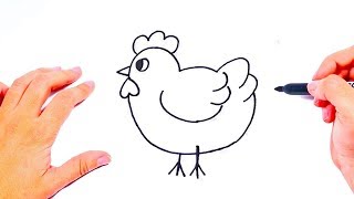 How to draw a Hen Step by Step | Farm Animals Drawings