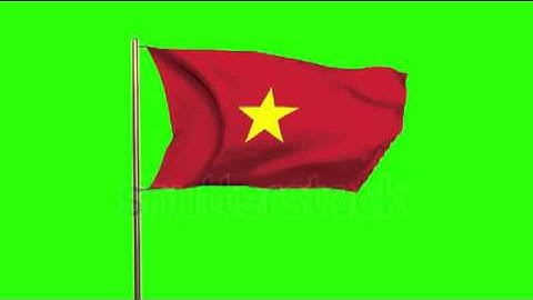 Vietnam flag with cloud waving in the wind. Green screen, alpha matte. Loopable animation Stock