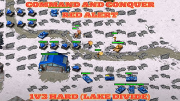 Command And Conquer Red Alert Skirmish 1v3 Hard (Map: Lake Divide) RTS Allied Gameplay PC
