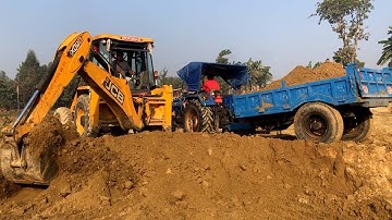 Backhoe Loader Loading Soil In Tractor @droneplanet2040