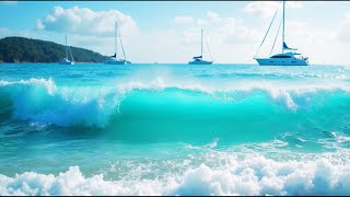 🌴 Tropical Beach Ambience: Ocean Sounds For Relaxation & Holiday Feeling Morning Jazz