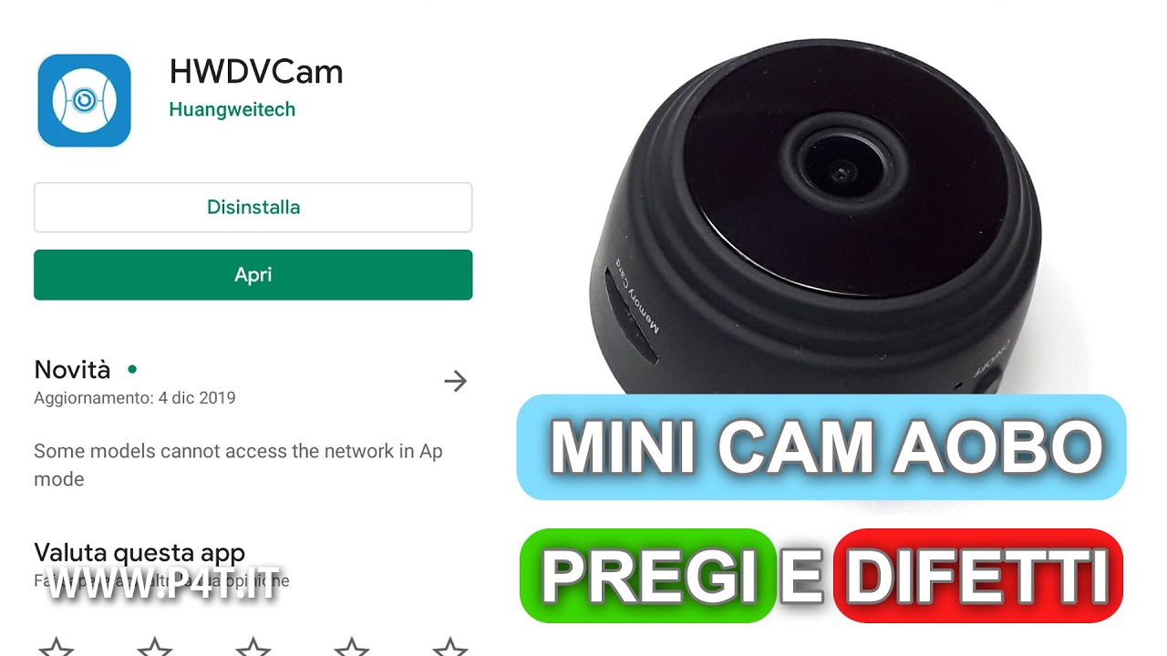 Mini camera spia Aobo e app HWDVCam - YouTube