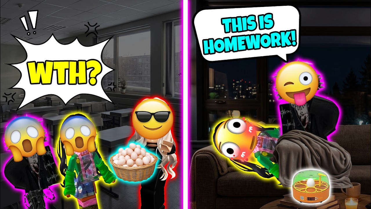 🐣 HOMEWORK FORCED ME TO HATCH A CHICKEN EGG WITH MY ENEMY??? 😱 TTS Roblox Story