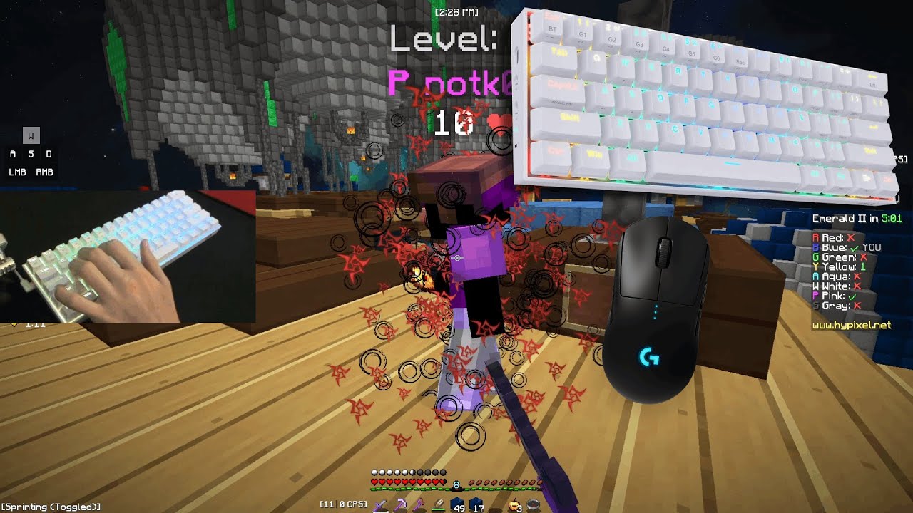 Redragon K530 (Blue Switches) Keyboard + Mouse Sounds ASMR *VERY CLICKY*  | Hypixel Bedwars