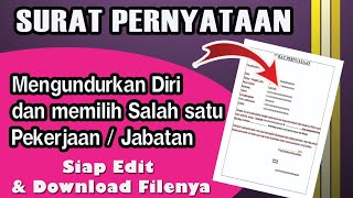 SURAT PENGUNDURAN DIRI SEBAB RANGKAP JABATAN DAN PEKERJAAN