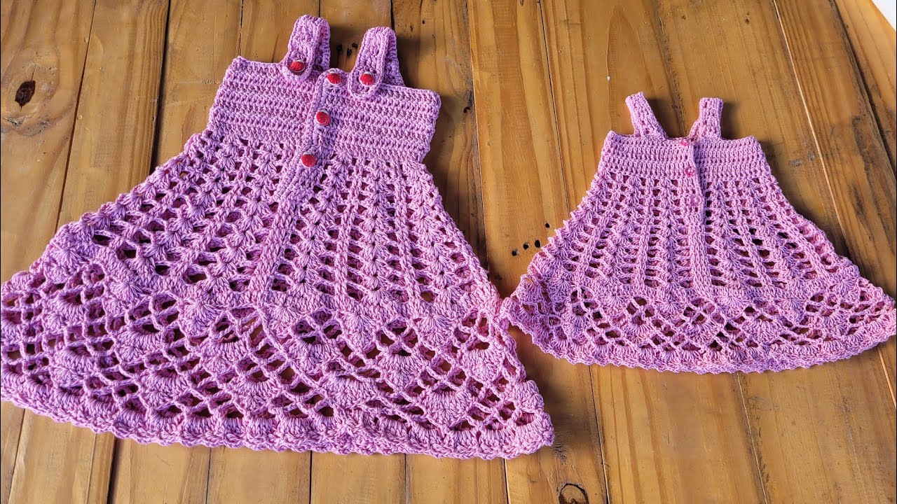 VESTIDO DE CROCHE INFANTIL CATIANE (RN) EXPLICO POR MEDIDAS