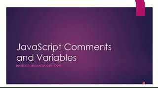 JavaScript Comments and Variables