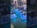 Cubic LED display screen with round base and pole for hanging or floor standing