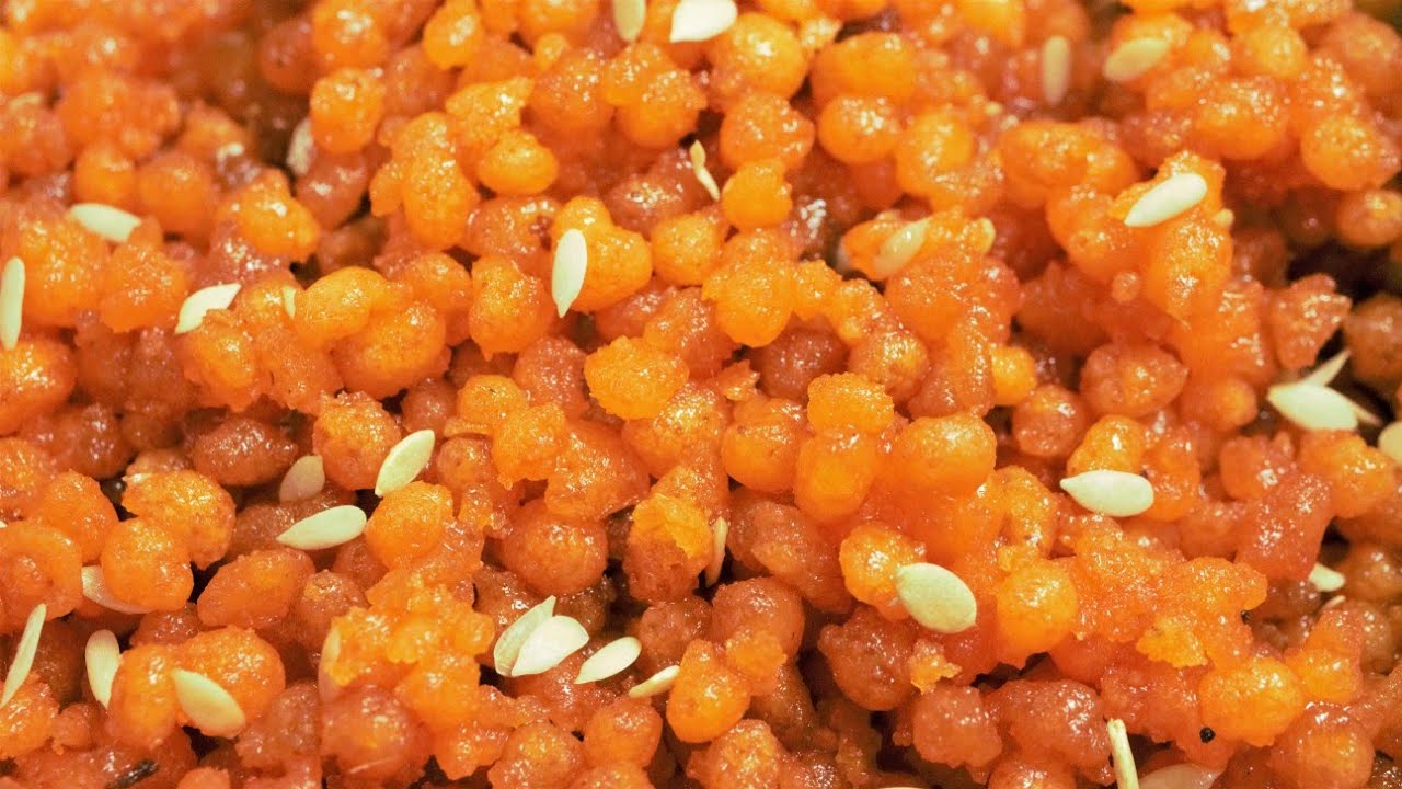 सिर्फ 5 मिनट में बनाएं प्रसाद वाली मीठी बूंदी /Prasad Boondi Recipe/Meethi  Bundi/Sweet besan boondi - YouTube