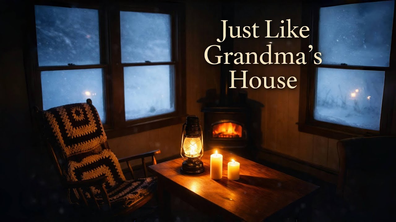 Cozy Winter at Grandma’s House 👵🧶 Old Fashioned Fireplace & Blizzard Sounds (8 Hours)