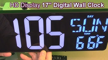 Xflyee 17" Digital Wall Clock/Remote White/Blue Display Day/Date/Temp, Alarm, Up/Down Timer REVIEW