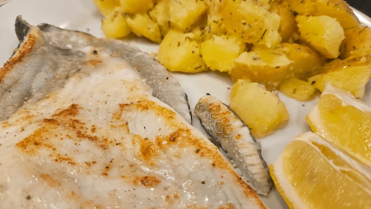 RODABALLO a la PLANCHA con PATATAS SALTEDAS 🐟