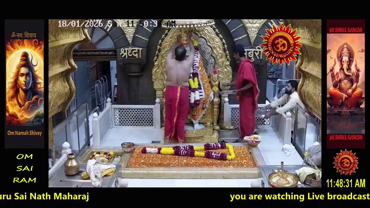 Sai Baba Darshan Live Today || 18 JAN 2026 || SUNDAY || MORNING