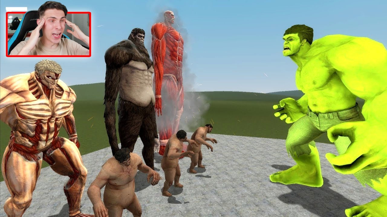 EVOLUCION DE HULK VS ATTACK ON TITAN EN GARRY'S MOD - REACCION THEKALO