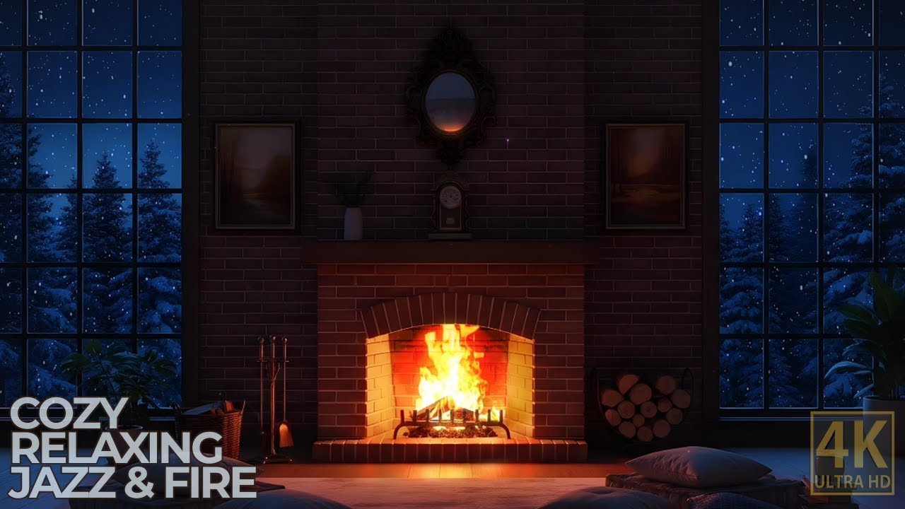 Cozy Winter Night Jazz & Blues ❄️ | Relaxing Fireplace Ambience for Sleep & Study