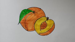 How to draw peach||easy fruit drawing#peach#fruit#howto#easy#colors#art#drawing#tutorial#begginers