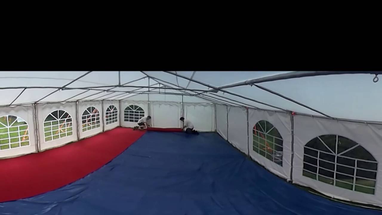 Carpet Laying in 6x12m Commercial DIY Marquee - 360 degree