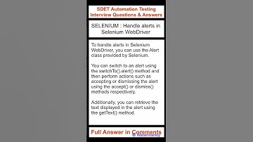 SELENIUM : How can I handle alerts in Selenium WebDriver?