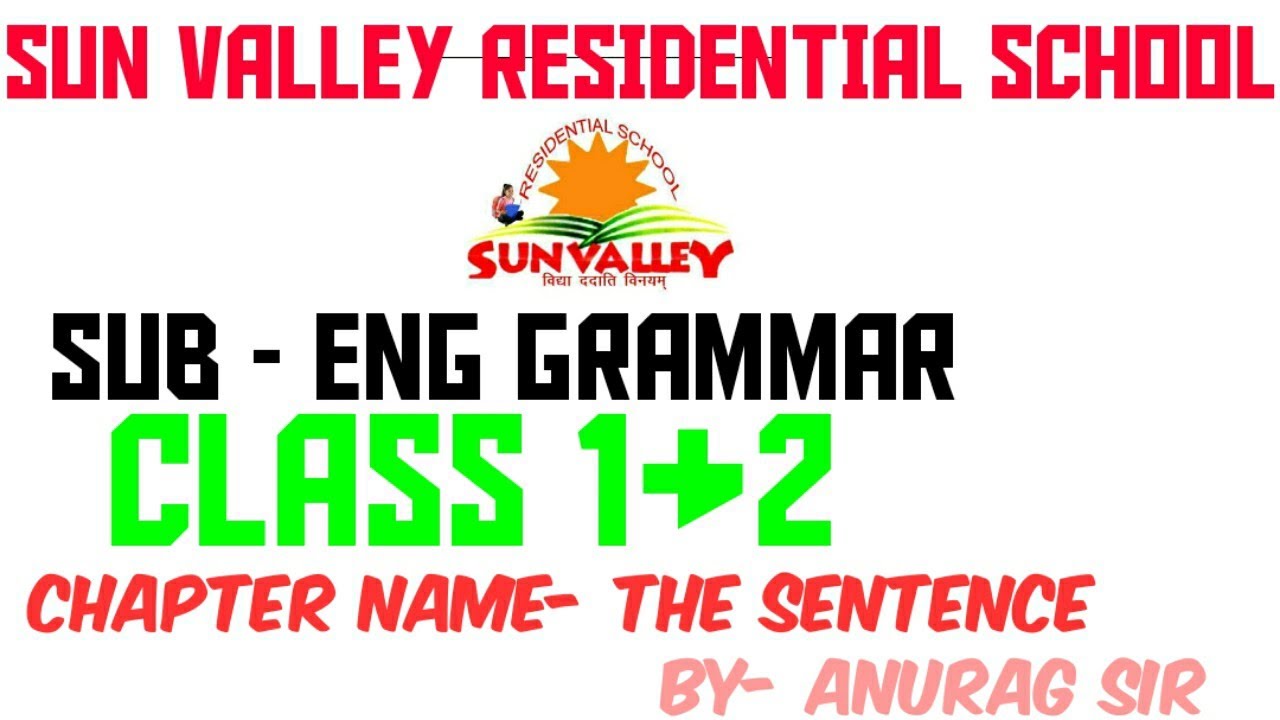 ENG.GRAMMAR ( THE SENTENCE),CLASS 1 &2 BY Anurag sir YouTube