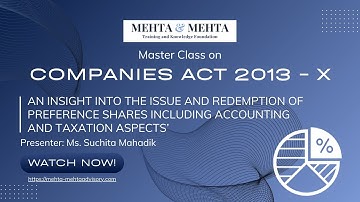 Companies Act 2013-X Issue & Redemption of Preference Shares including Accounting & Taxation Aspects