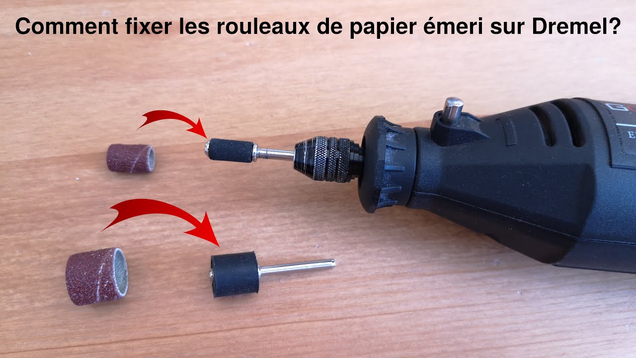 Comment fixer un rouleau en papier émeri sur embout d'outil rotatif  multifonction type Dremel. verre 
