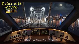 Relaxing Train Cab Ride Through Prague at Night 🚆 Dimly Lit Train Locomotive Cockpit Ambience for 😴