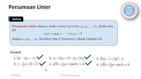 Subbbab 2.1 (1/3) Sistem Persamaan Linier