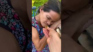 Aunt and niece eating chocolate coin candy