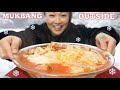 KING CRAB SPICY CHEESY NOODLE MUKBANG *OUTSIDE FIRST SNOW FALL (LETS EAT) SASVlogs