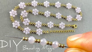 Beaded Flower Necklace Tutorial: Crystal Beaded Necklace | Beads Jewelry Making