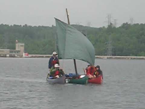 1-Jul-2009 Dumoine River - Canoe Trimaran in action with Sail!