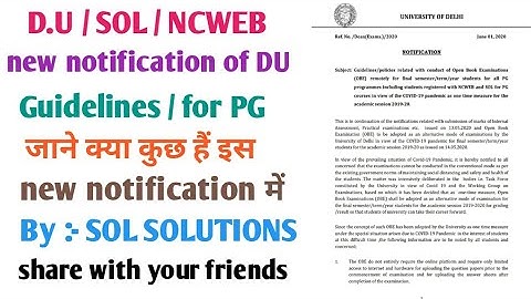 New notification by delhi university || PG exam related guidelines || SOL / REGULAR / NCWEB