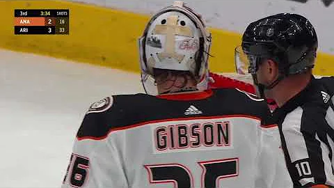 John Gibson attacks Connor Garland Anaheim Ducks a...