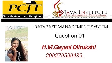 Java Institute | Database Management System  | Question Set 01| H.M.Gayani Dilrukshi