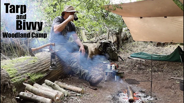 Woodland Overnight Camp.  Tarp and Bivvy.  Campfir...