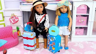 Bonnie & Pearl Sister Dolls Family Travel Routine! Play Toys adventure