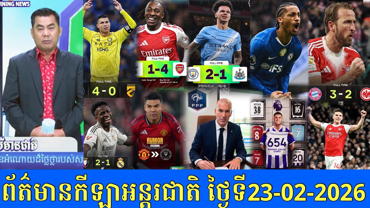MC Hor Ngeth Sports News 23/02/26: Premier League, CR7, Real Madrid, Zidane, Jame Milner, Casemiro