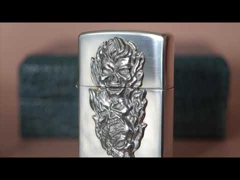 日本版ZiPPO打火機 JZ31730骷髏頭 連 zippo 便攜式煙灰缸套裝