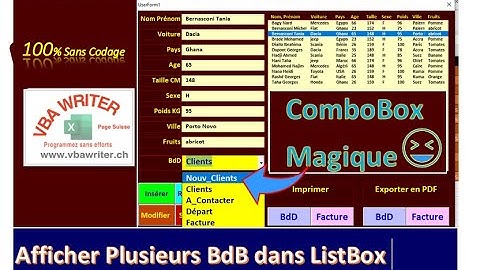 VBA ComboBox Magique- Afficher Plusieurs Bases Données dans ListBox- Sans Codage_38.  VbaWriter.ch