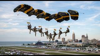 The U.S. Army Parachute Team jumps for Cleveland National Air Show.