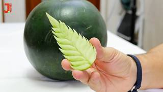 How to Make Beautiful Leaves with Watermelon | Watermelon Carving design