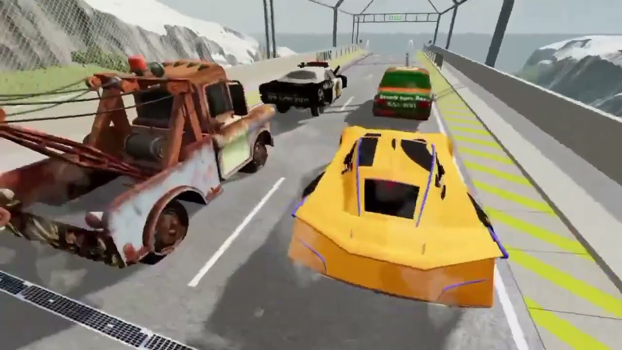 Big & Small McQueen vs Chick Hicks vs Tow Mater vs King Dinoco vs Duch Hudson - BeamNG.Drive