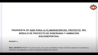 Propuesta de GUÍA para la elaboración del MÓDULO PROYECTO del ciclo TSEAS.