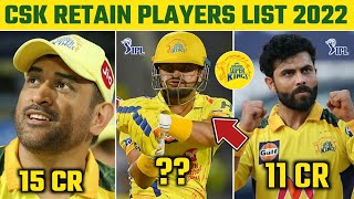 CSK RETAINED PLAYERS 2022 || CSK RETAIN PLAYERS 2022 || CSK RETENTION 2022 || IPL MEGA AUCTION