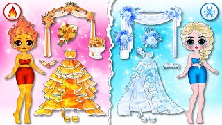 FIRE and ICE Wedding Dress: Elsa Frozen & Elemental Ember | 35 Best DIY Arts & Paper Doll