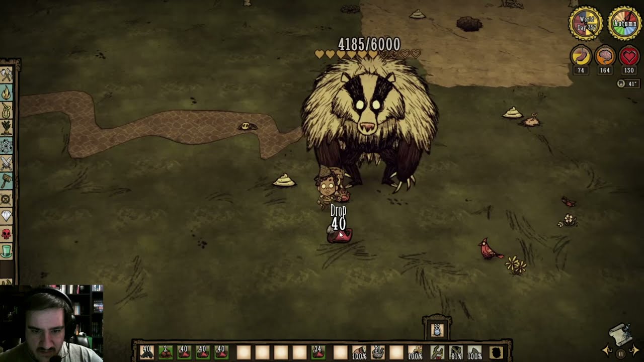 Don't Starve Together: Killing Bearger with Red Cap Mushrooms Only